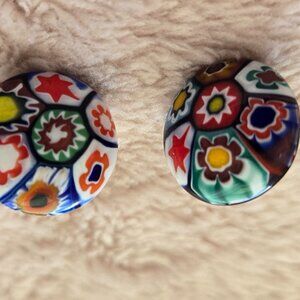 Millefiori Button Earrings